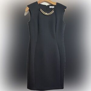 Calvin Klein Black Dress with Gold Chain Detail